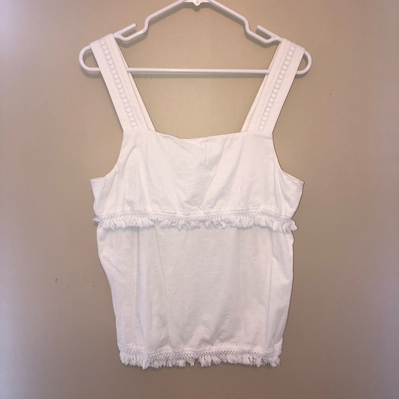 J Crew Factory White Fringe Tank Top - Picture 2 of 8